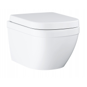 Унитаз GROHE Euro Ceramic подвесной компактный с безободковой чашей, сиденьем с устройством плавного опускания / микролифтом 