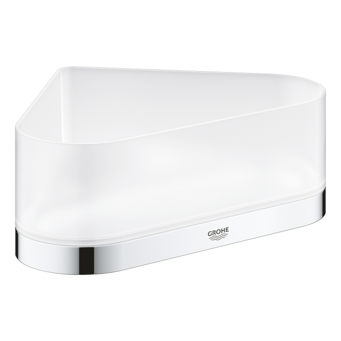 Полочка для душа GROHE Selection, угловая, с держателем, хром/прозрачный белый 