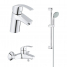 Комплект смесителей для ванной комнаты GROHE Eurosmart с душевым гарнитуром, хром