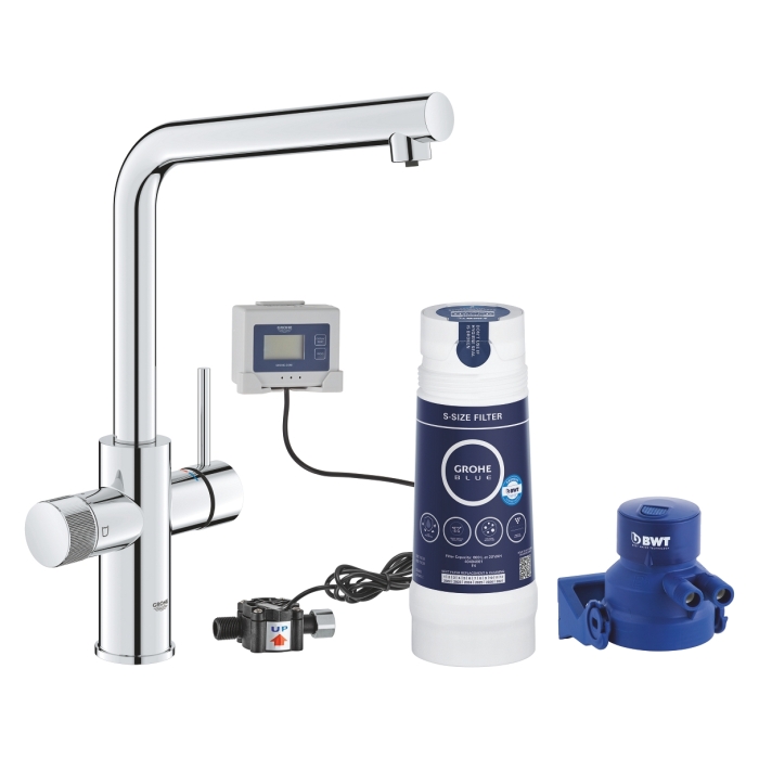 Смеситель для кухонной мойки GROHE Blue Pure Minta с функцией фильтрации, с фильтром в комплекте, хром (30589000)