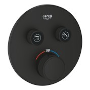 Внешняя часть термостата для душа GROHE Grohtherm SmartControl на 2 потребителя, круглая, фантомный черный