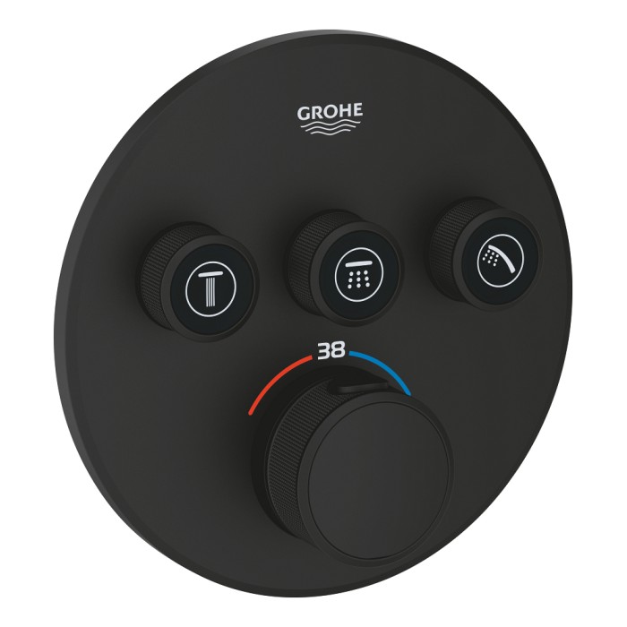 Внешняя часть термостата для душа GROHE Grohtherm SmartControl на 3 потребителя, фантомный черный