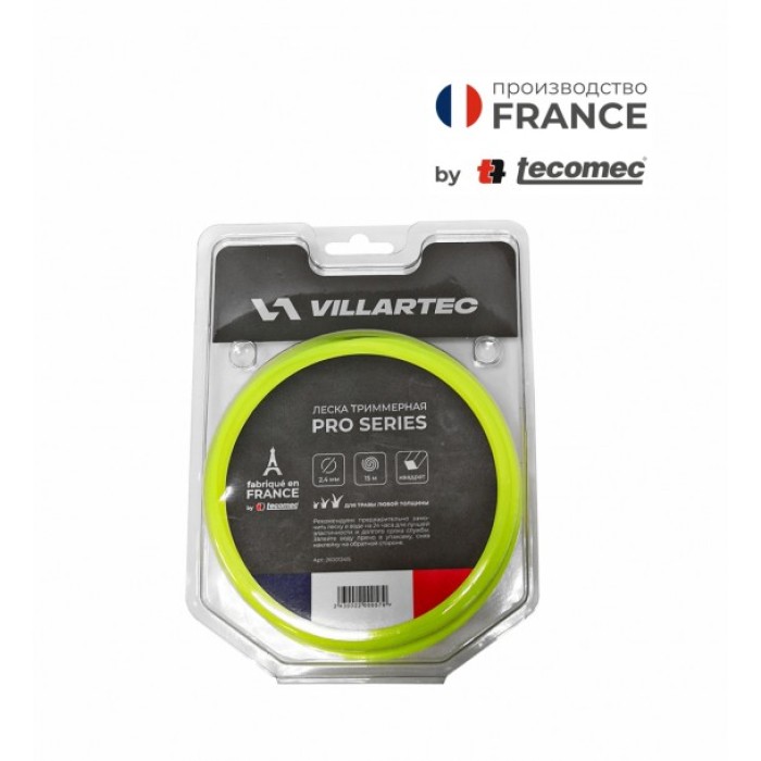 Леска триммерная Villartec pro (by tecomec) квадрат 2,4 мм х 15 м