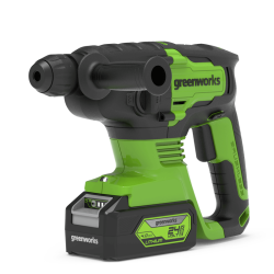 Перфоратор аккумуляторный бесщеточный GREENWORKS GD24SDS2 2 ДЖ, 24V, c 1хАКБ 4 А.ч и ЗУ в сумке