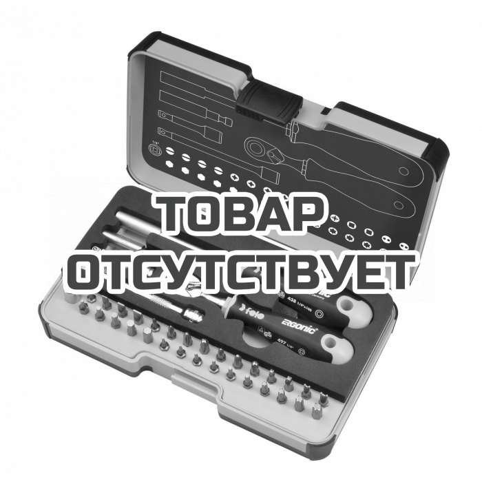 Набор бит Felo SL/HEX/PH/PZ/Tx/SQ/SPANNER/BH/MS с трещоткой и отвертка с держателем бит ERGONIC в кейсе, 36 шт 