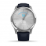 Умные часы серебристые с итальянским кожаным темно-синим ремешком Garmin Vivomove Luxe