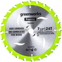 Пильный диск по дереву для циркулярной пилы GREENWORKS 184x1.75/1.13x20мм 24T